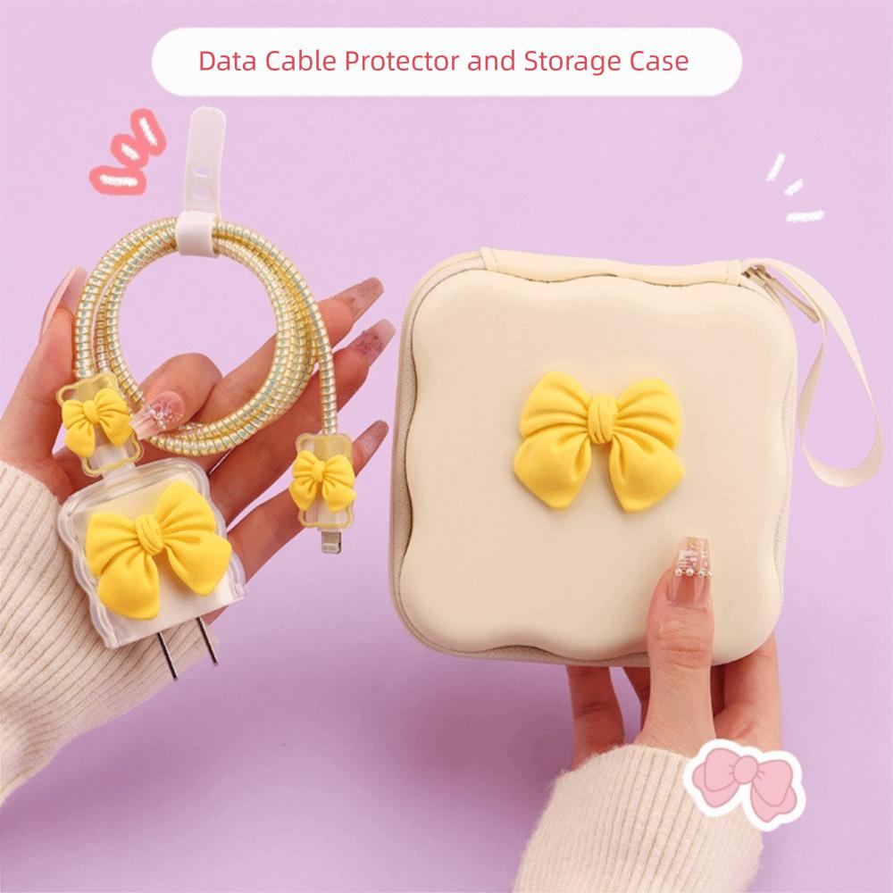 3D Bow Data Cable Pack Protection Sleeve Charger Cord Protector Cord Winder Kit  Charger Cable