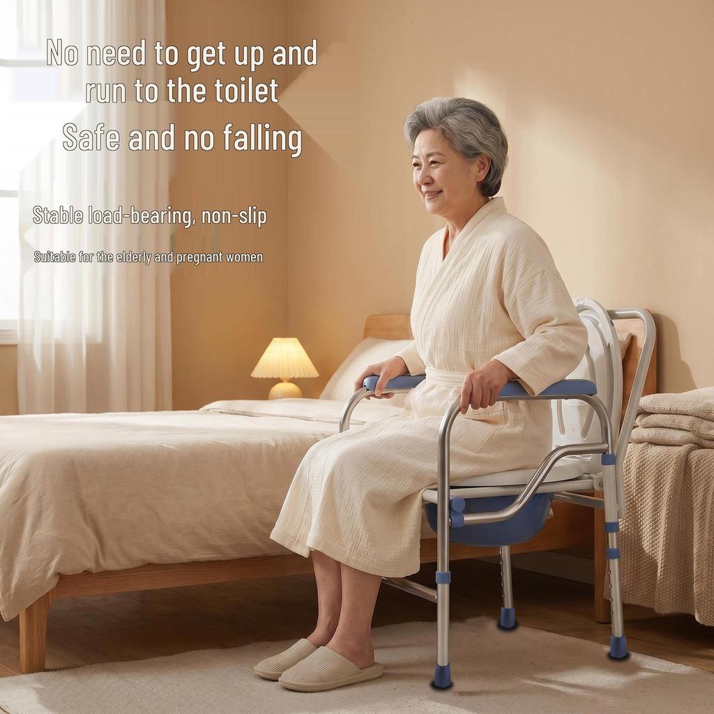 Elderly Foldable Multifunction Toilet Chair: Portable & Household Use