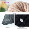 SOMALER Thick Warm Winter Knit Hats for Women Soft Mohair Wool Blend Knitted Female Caps Double Layer Beanies