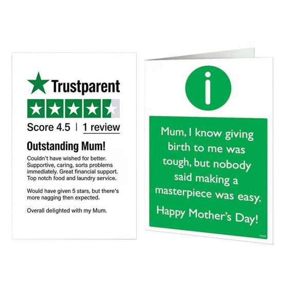 Funny Mother's Day Card Outstanding Mum Rating Review Greeting Card with Envelope Humorous Mom Appreciation Card Unique Gift from Daughter or Son
