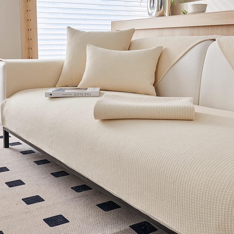 Japanese Cotton And Linen Sofa Cushion, Simple Modern Sofa Cover, Non-Slip Seat Cushion, Universal Cover For All Seasons, Linen Weaving