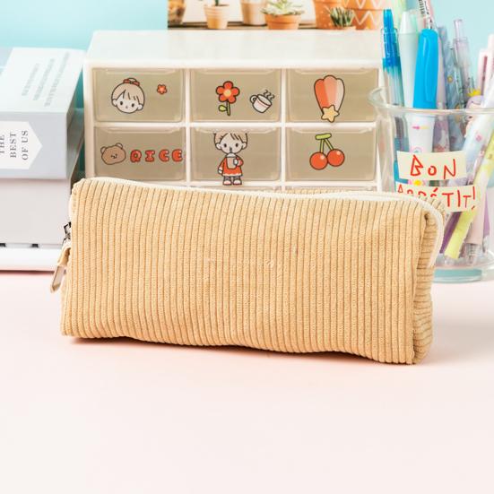 Corduroy Pencil Case Soft Small Pencil Pouch Organizer with Zipper Multifunctional Travel Makeup Coin Bag for Girls