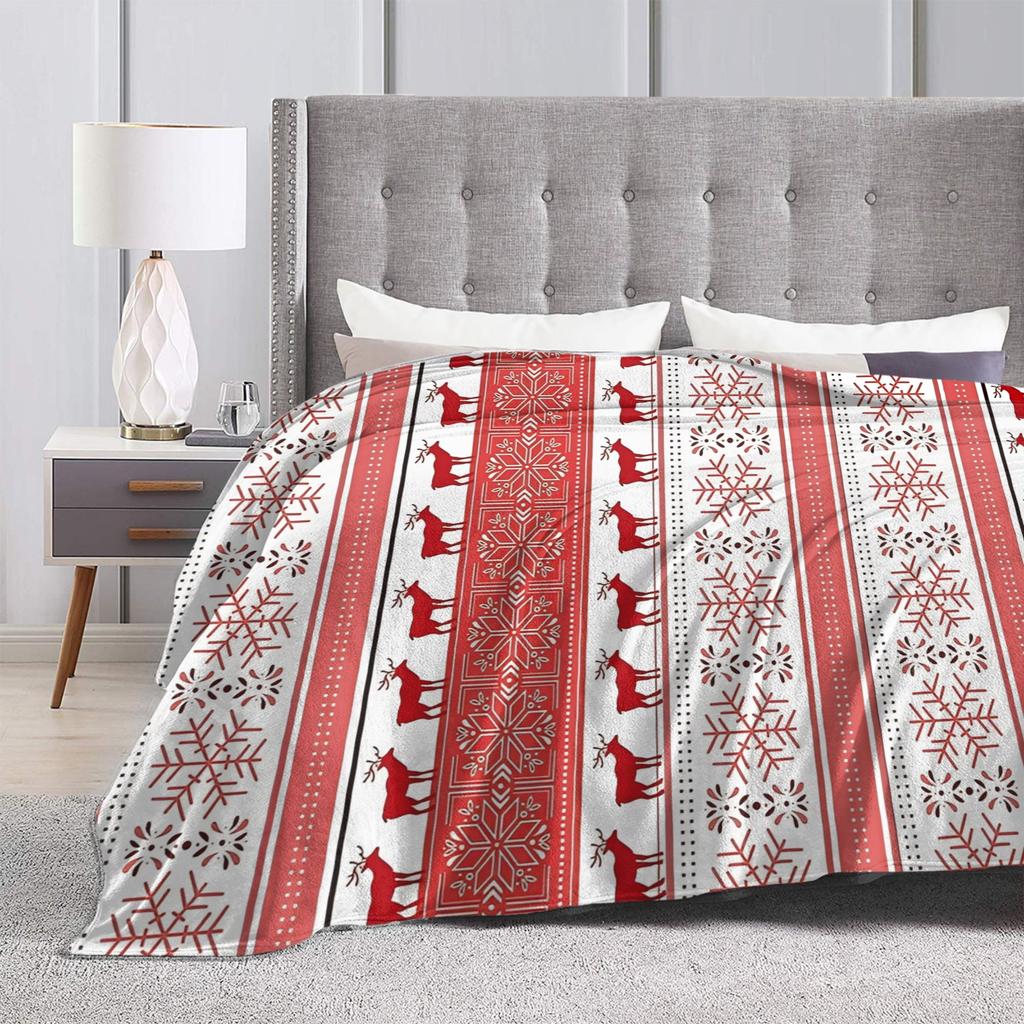 Christmas deer knit pattern Blanket Soft Funny Plush Throw Blanket For Kids Home Decor Flannel Bedspread Bed Cover