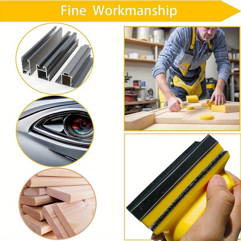 16PCS Hand Sanding Block Set - Hook and Loop Soft and Durable Foam Material Interchangeable Assorted Sanding Pad Hook Backing Plate For Wood Furniture