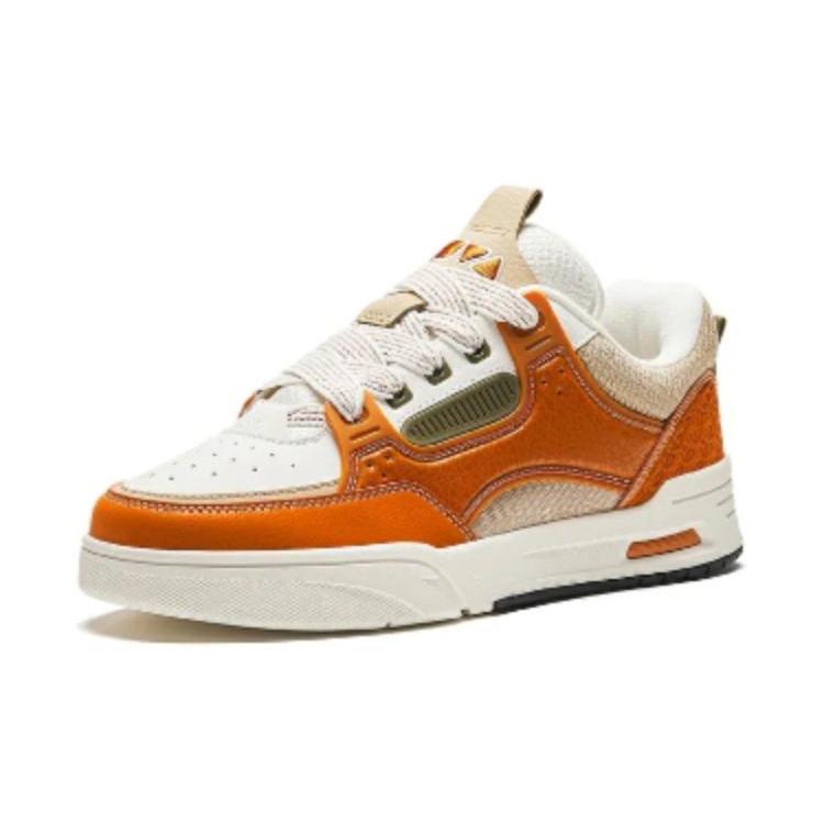 New Anta AOJIE Cushioning Wear Resistant Low Top Skateboard Shoes Men's Orange White 112418040-5