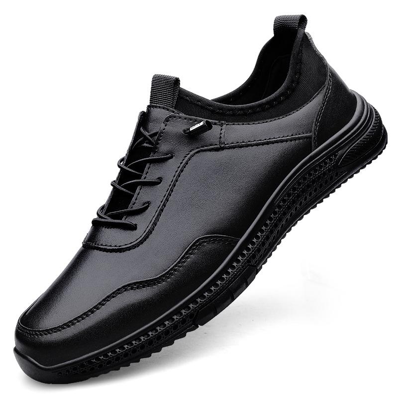 Fashion Man Breathable Dress Business Shoes New Genuine Leather Men's Walking Shoes Office Sneakers Outdoor Comfy Business Dress Shoes