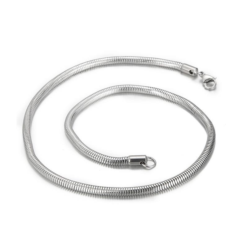 Trendy Simple Electroplated Titanium Steel Men's and Women's Round Snake Bone Necklace