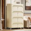 Cream Style Plastic Storage Cabinet: Thick Drawer-Type Bedside Table for Bedroom or Living Room Snack Storage.