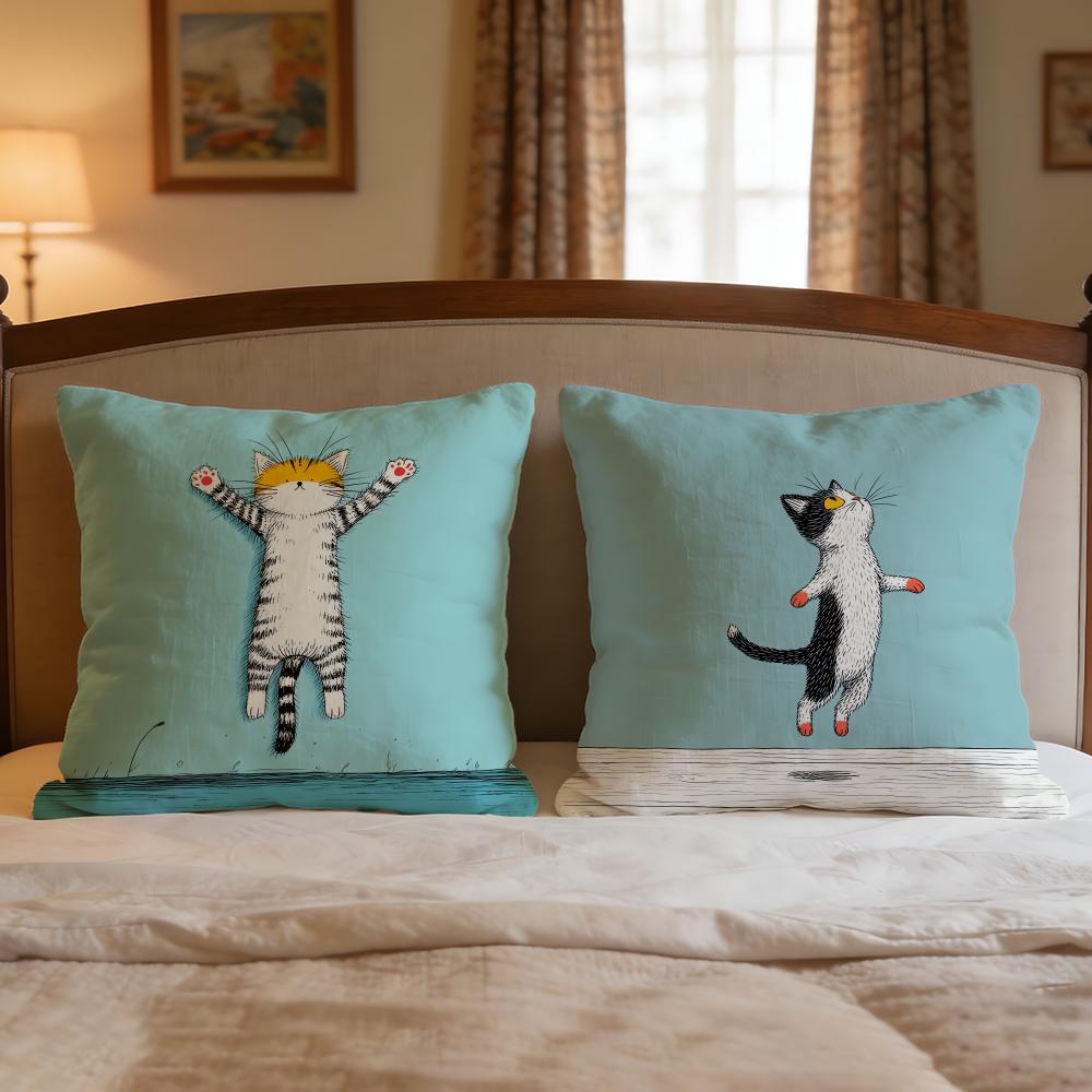 Character Naughty Cat Cushion Cover 1Pcs Decorative Covers Soft Cushion Case For Sofa Couch Decor 40X40 45X45 Pillowcases