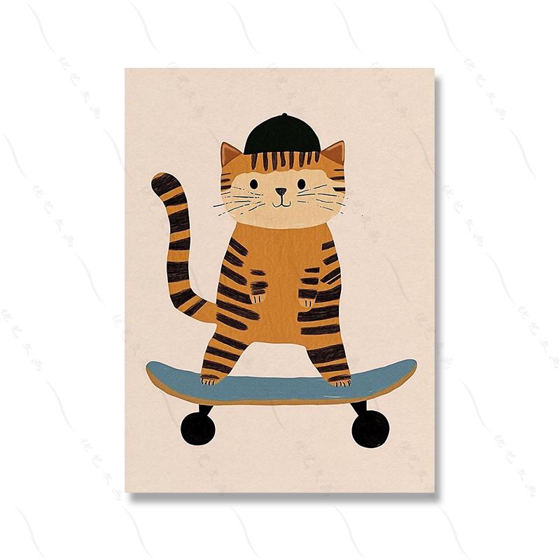 Circus Monkey Wall Art Birthday Party Decor Playful Kids Room Art Nursery Safari Animal Poster Lion Giraffe Dog Prints Pictures