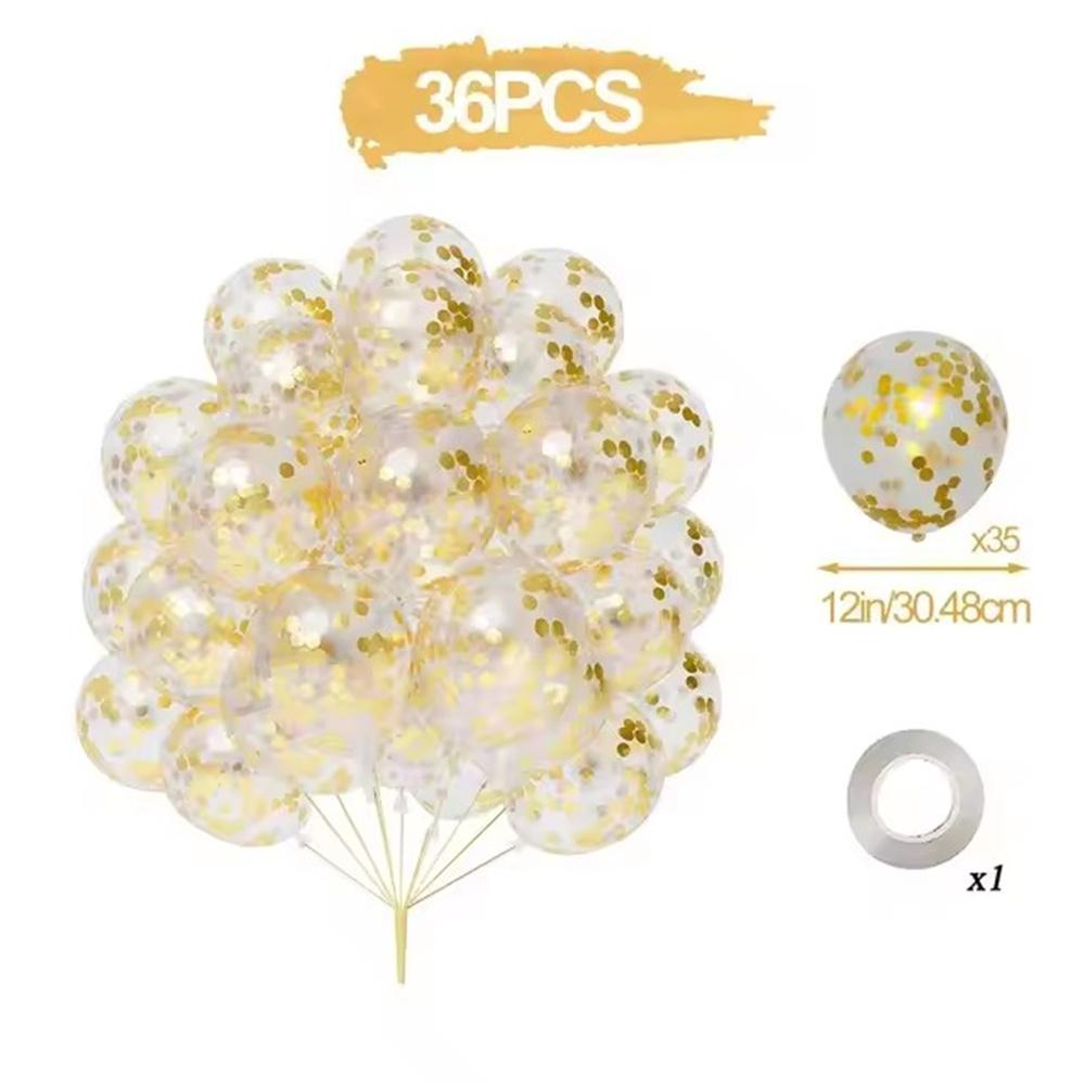 36pcs 12inch Balloon Bundle Set Gold Silver Metal Baloon Black Confetti Ballons Wedding Birthday Party Decorations Baby Shower