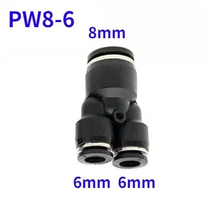 4 6 8 10 12 14 16mm PY PW Black Y-type Three Ways Pneumatic Air Fitting Quick Push To Connect Quick Release Variable 14-12 6-4
