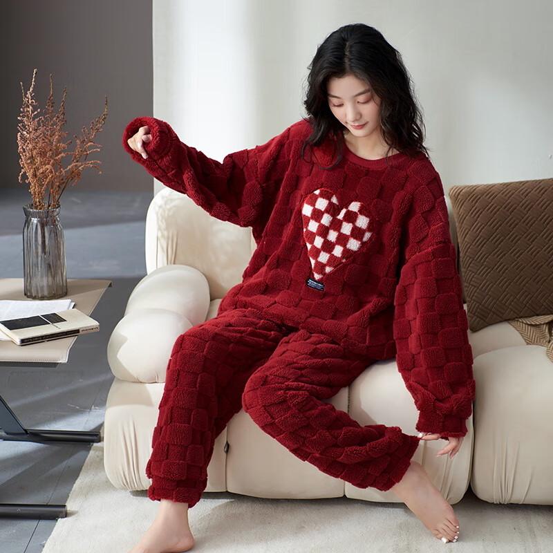 Women s Thickened Flannel Pullover Homewear L