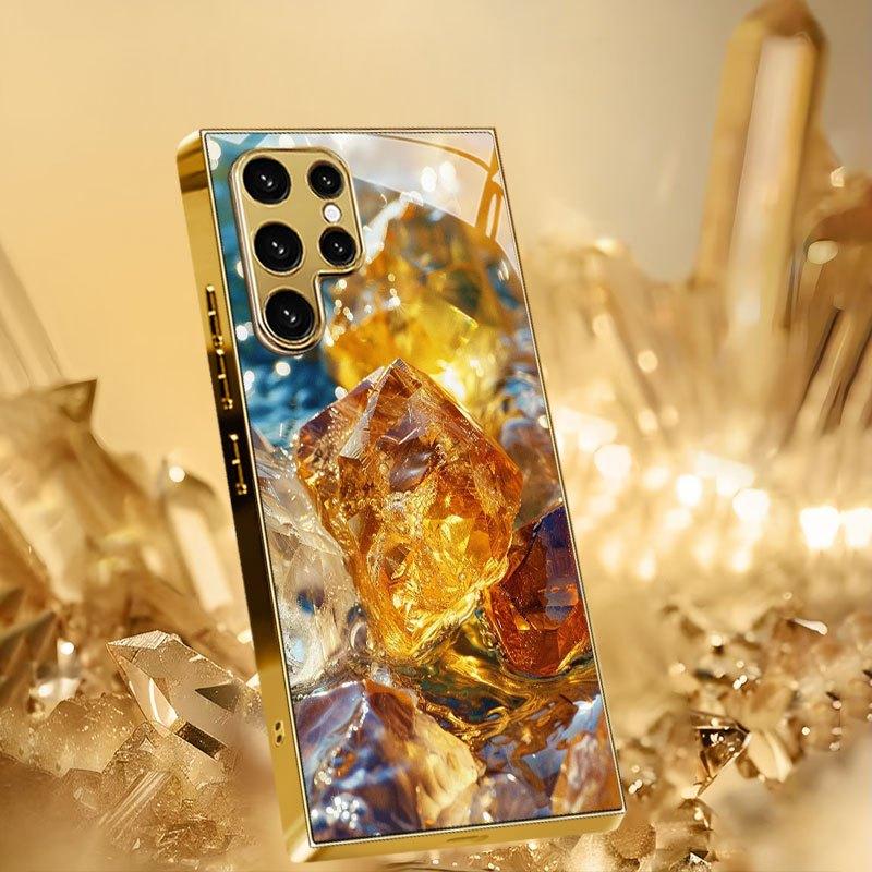 Glänzender Edelstein Atmosphäre Einfachheit Galvanik Glas Handyhülle für Samsung Galaxy S26 S25 S24 S23 S22 S21 FE Ultra Plus