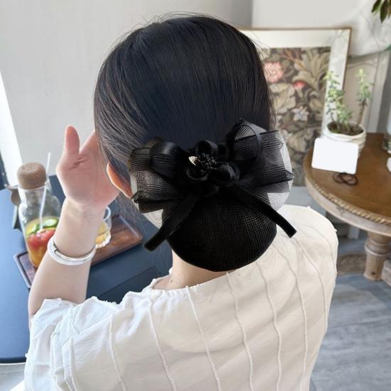 Women Hair Net Mesh Head Flower Headdress Floral Hair Adornment