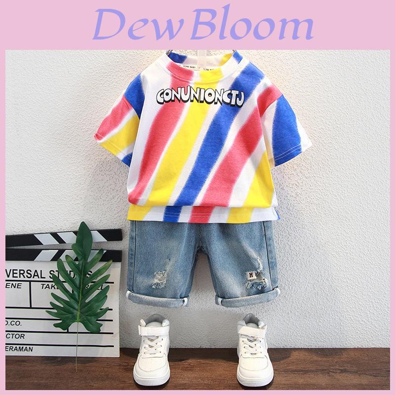 Stylish Boys Summer Outfit Set 2024 Trendy Short Sleeve T-shirt And Shorts For Kids Age 3 To 8 Years
