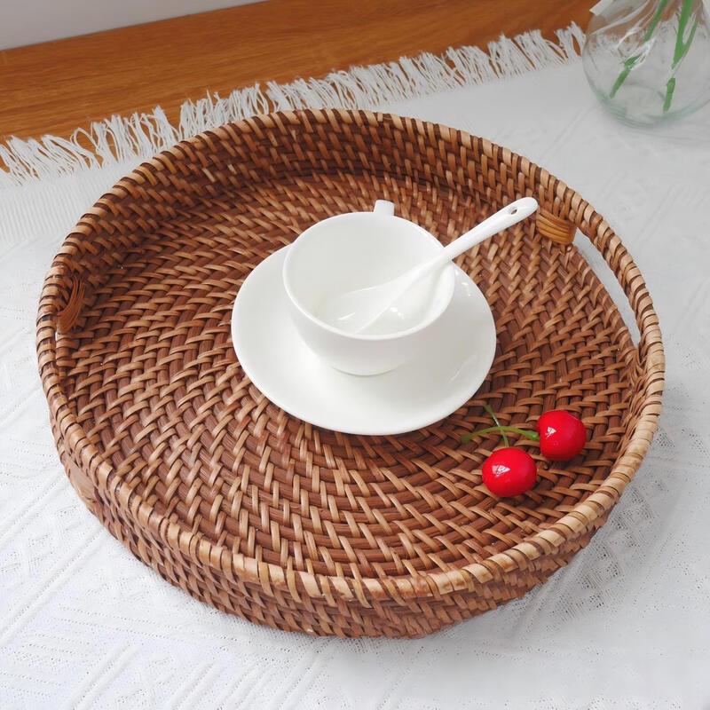 Handwoven Rattan & Bamboo Storage Basket