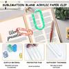 10pcs Sublimation Blanks Acrylic Paper Clips, 4" x 2" Jumbo Paper Clips Clear for Heat Transfer DIY Design, School Classroom
