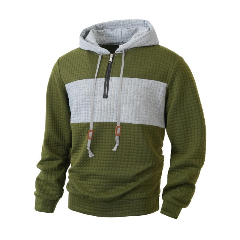 

Men s Spring and Autumn New Color Block Checkered Sweatshirt Long-sleeved Hoodie Casual Sports Sweatshirt M зелений