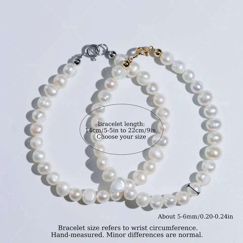 MYSOYA Minimalist White Freshwater Pearl Bracelet (5-6mm) C518 5.5 - 14 cm золотой