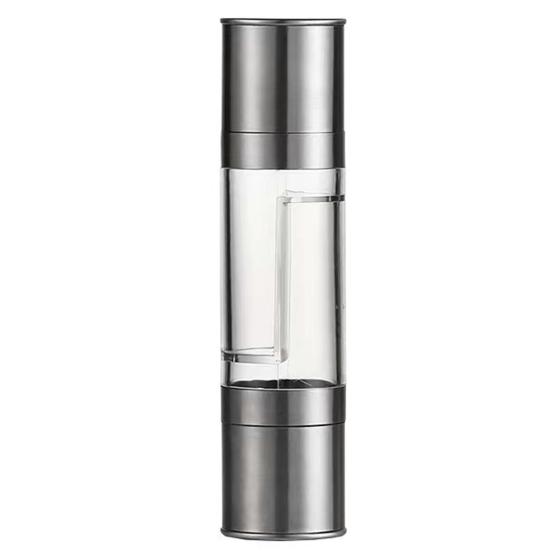 Dual Spice Grinder 2-in-1 Stainless Steel Manual Pepper And Salt Mill with Ceramic Core Adjustable Coarseness Seasoning Tool for Kitchen Travel Use