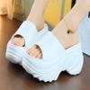 Fashion Slippers Women Summer High-Heeled Shoes Lady Slides Platform Black Sandals Soft Rubber Beige Flat Super House Slippers Platform