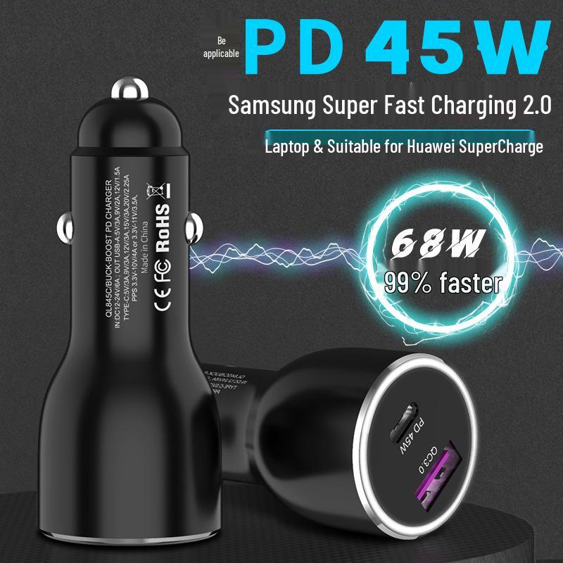 Crucial PD45W Car Charger for Samsung, Huawei, Apple Laptops - PPS Super Fast Charging, Certified.