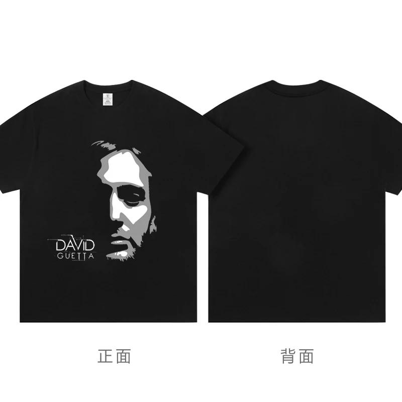 2025 New David Guetta Short Sleeve T-shirt Top 100 Dj Clothes Around Electronic Bungee Dance Pure Cotton Men and Women T Shrit