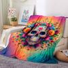 1pc Skull Artwork Soft & Warm Polyester Knit Blanket, Digital Printed, All-Season Throw for Napping, Traveling, Sofa yy250906027