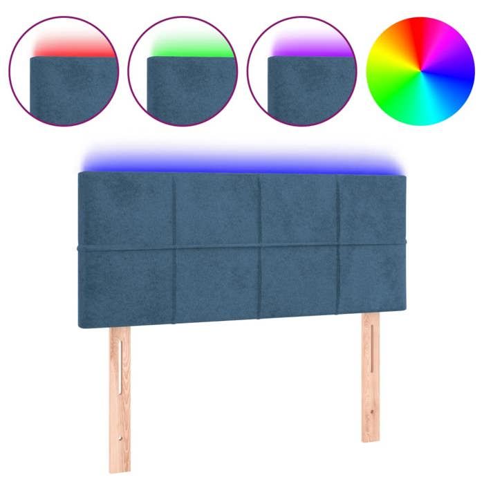 VidaXL Tête de Lit à LED Meuble de Chambre à Coucher Accessoire de Lit Simple Tête de Cadre de Lit Intérieur Bleu Foncé 3121646