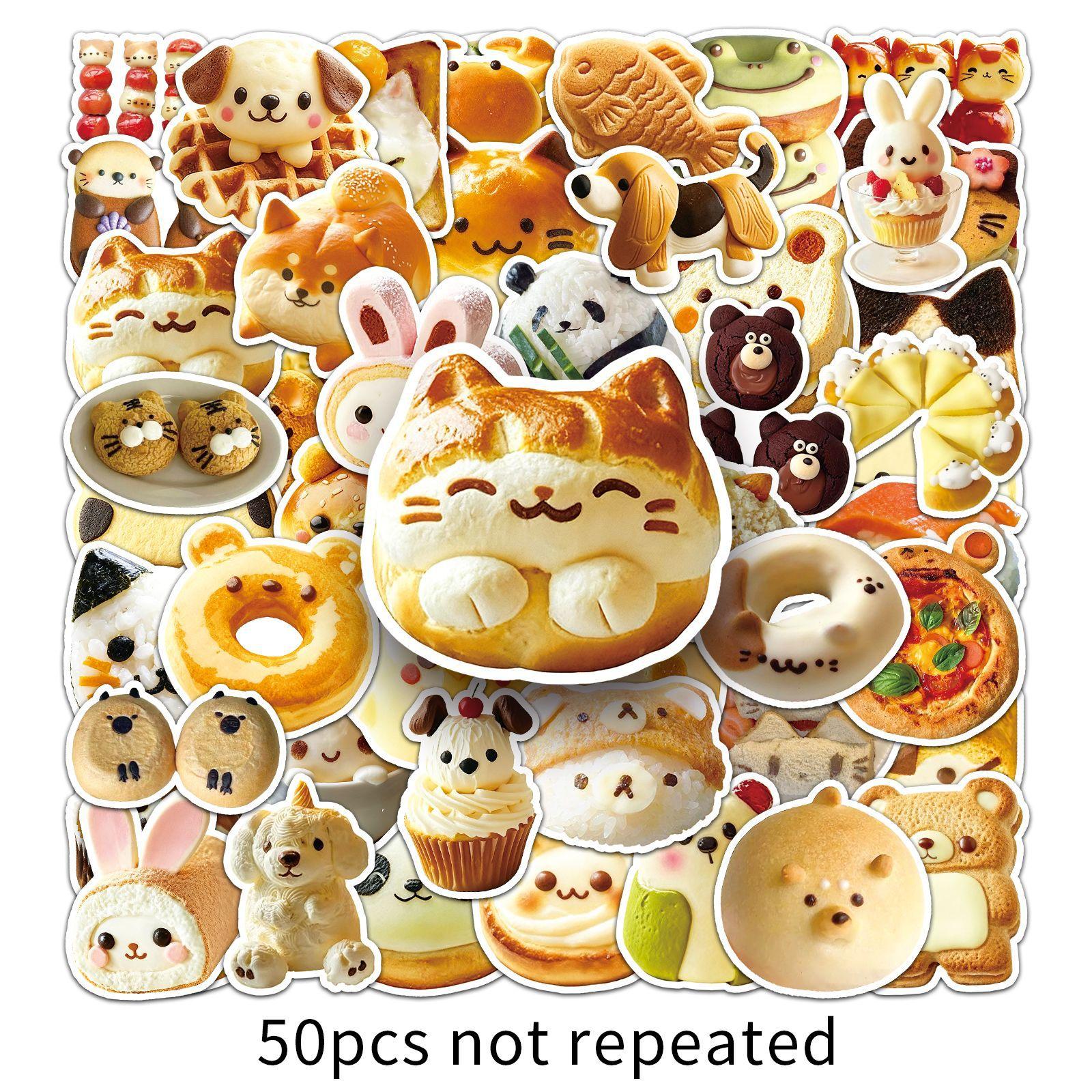 50pcs Cat Kitty Food Animal Meme Cute Graffiti Stickers | Vintage Aesthetics Romance Funny Doodle Cartoon Art Cool Design