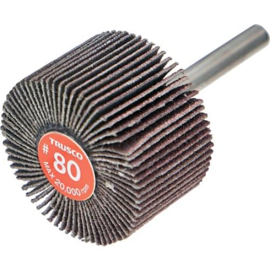 TRUSCO Economy Flap Shaft Diameter Outer Diameter 40mm X Width 25mm X Shaft Length of Wheel, 6mm, 35mm, #80 (Pack 5) EF4025-80
