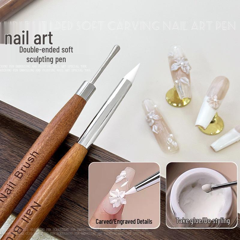 Double-Ended Sandalwood Nail Art Pen & Gel Remover Tool