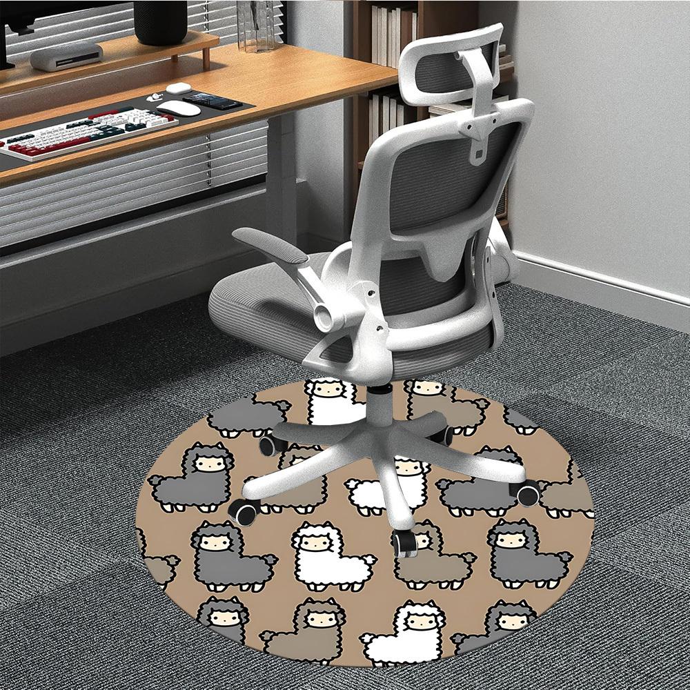 

1pc Alpaca Pattern Office Round Rug, Non-slip, Soft and Durable Office Rug for Interior Decoration, Perfect for Office, Beautiful Decoration yy2603120 80cm by 80cm