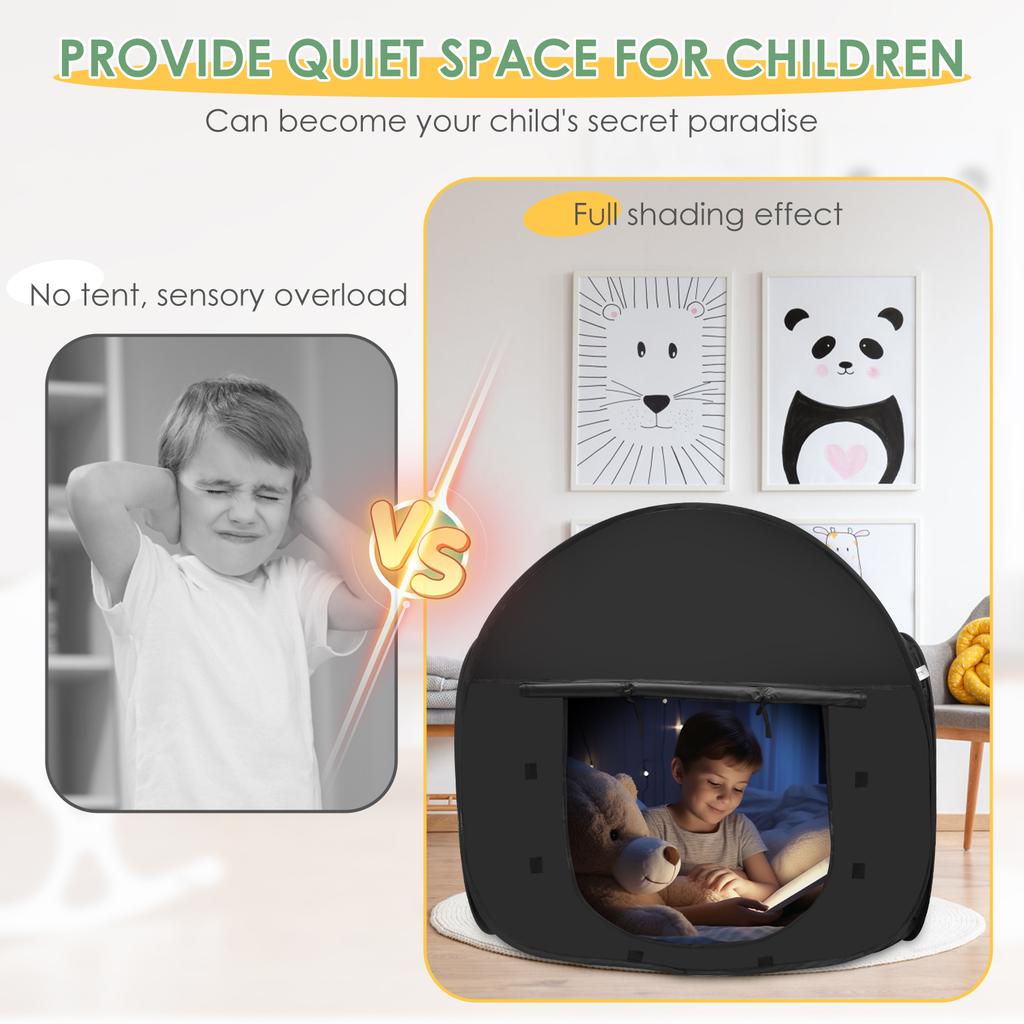 1/2PCS Sensory Tent Kids Foldable Pop Up Tent for Autistic Children Indoor Blackout Tent Storage Bag Hold 1 to 2 People Windows