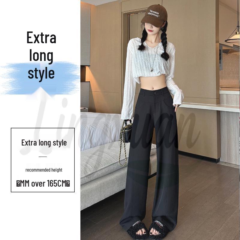 2026 Spring/Autumn New Style High Waist Slim Fit Wide Leg Straight Floor-Length Banana Pants