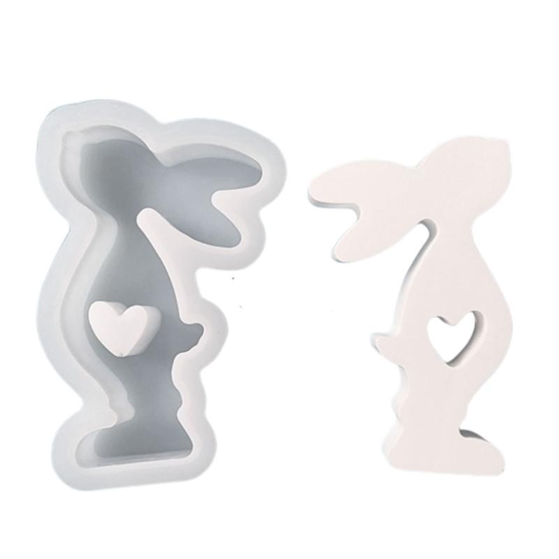 Easter Rabbit Silicone Mold 3D Heart Rabbit Candle Mold DIY Aromatherapy Candle Making Tool Resins Gypsum Mold Birthday