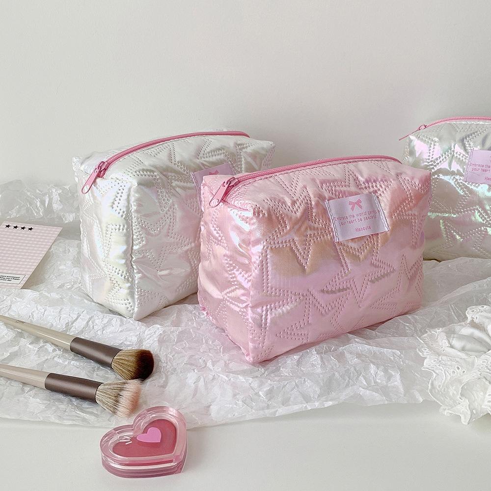 Korean Style Star Pattern Makeup Brush Bag Large Capacity Pencil Case for Students  Aesthetic Cosmetic Organizer Travel Pouch