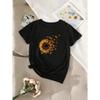 Sunflowers and butterflies TeePrint Crew Neck T-shirWomen's Casual Loose Short Sleeve Fashion Summer T-Shirts Tops