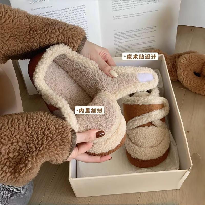 New confinement shoes women's winter outdoor wear indoor home bag heel warm plush cotton slippers women