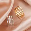 Women Cross Rings Stainless Steel Gold Color Minimalist Geometric Lines Ring Trend Wedding Jewelry Valentine Gift