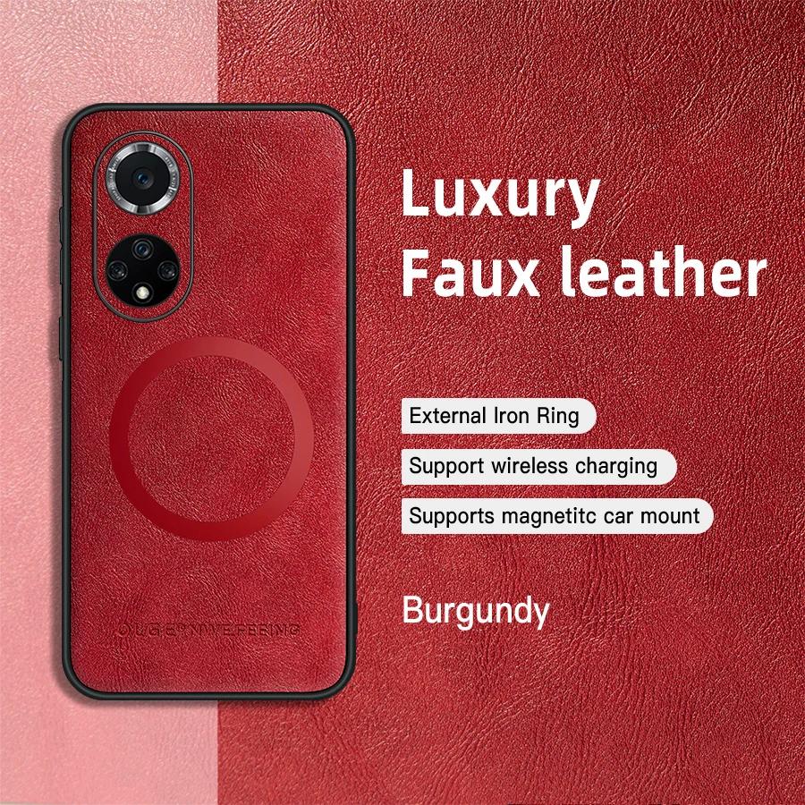 

Для Huawei Nova 9 9 Pro Чехол из ПУ кожи с магнитным кольцом, мягким краем, защитой от падения и отпечатков пальцев For Nova 9 Pro красный