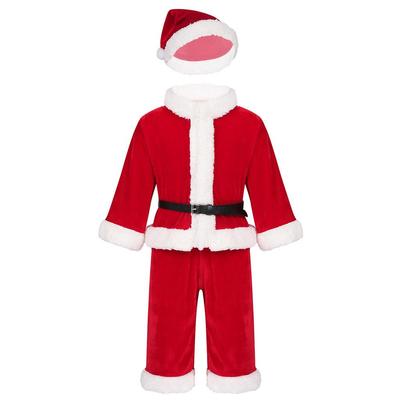 Baby Boys Christmas Santa Claus Costume Outfit Long Sleeves Velvet Top + Trousers Set