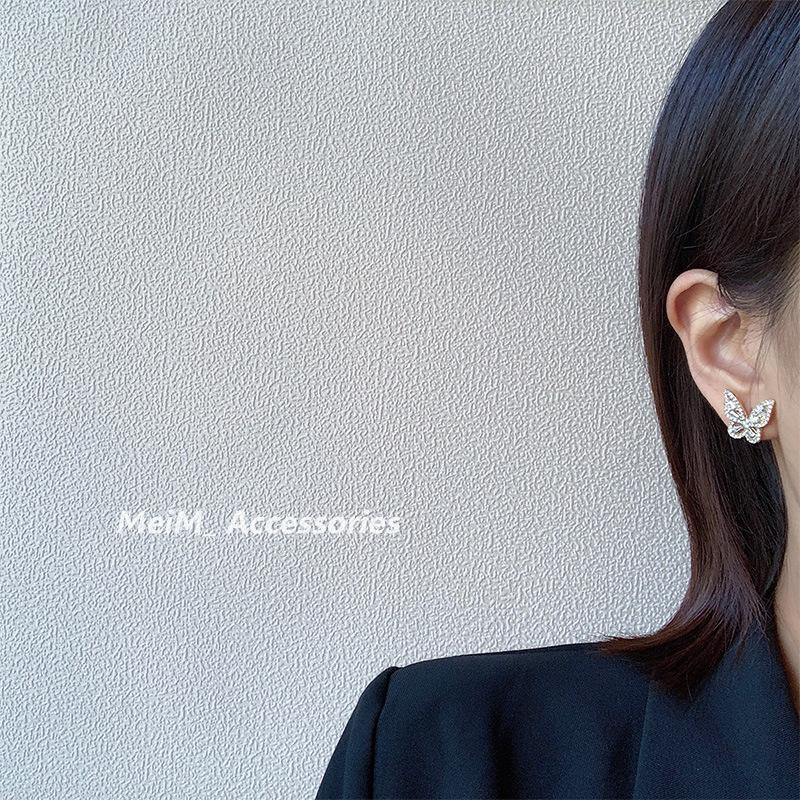 Blingbling super flash volle Diamanten dreidimensionales Schmetterlingsmuster Ohrstecker Trend-Ohrringe