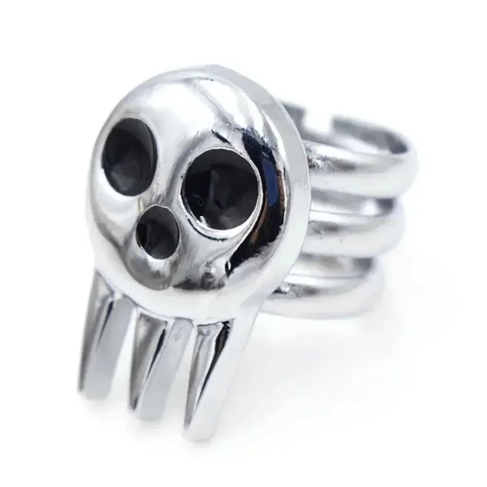 New Creative Gothic&Punk Skeleton Bones Opening Ring for Unisex Exaggerated Retro Ring Vintage Hip Hop Rock Silver Color