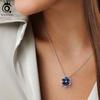 ORSA JEWELS Shiny Created Sapphire Flower Pendant 925 Silver 5A CZ Necklace Engagement Wedding Jewelry for Women LZN17