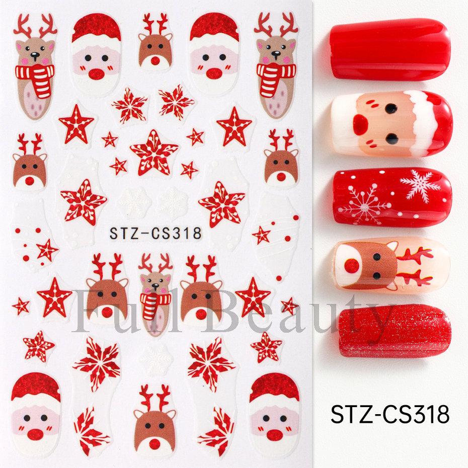 Source Nail Art Stickers, Christmas Gingerbread Man Snowflake Bow Light Strip Snowman Cartoon Nail Stickers