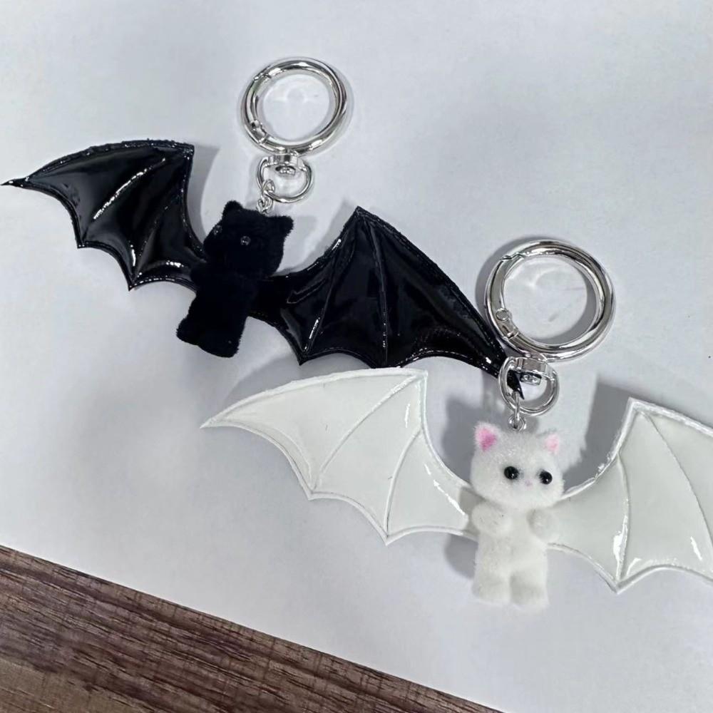 Pile Coating Flocking Bear Doll Keychain Cute Bag Pendant Fashion Bat Bear Keyring  Backpack Decor