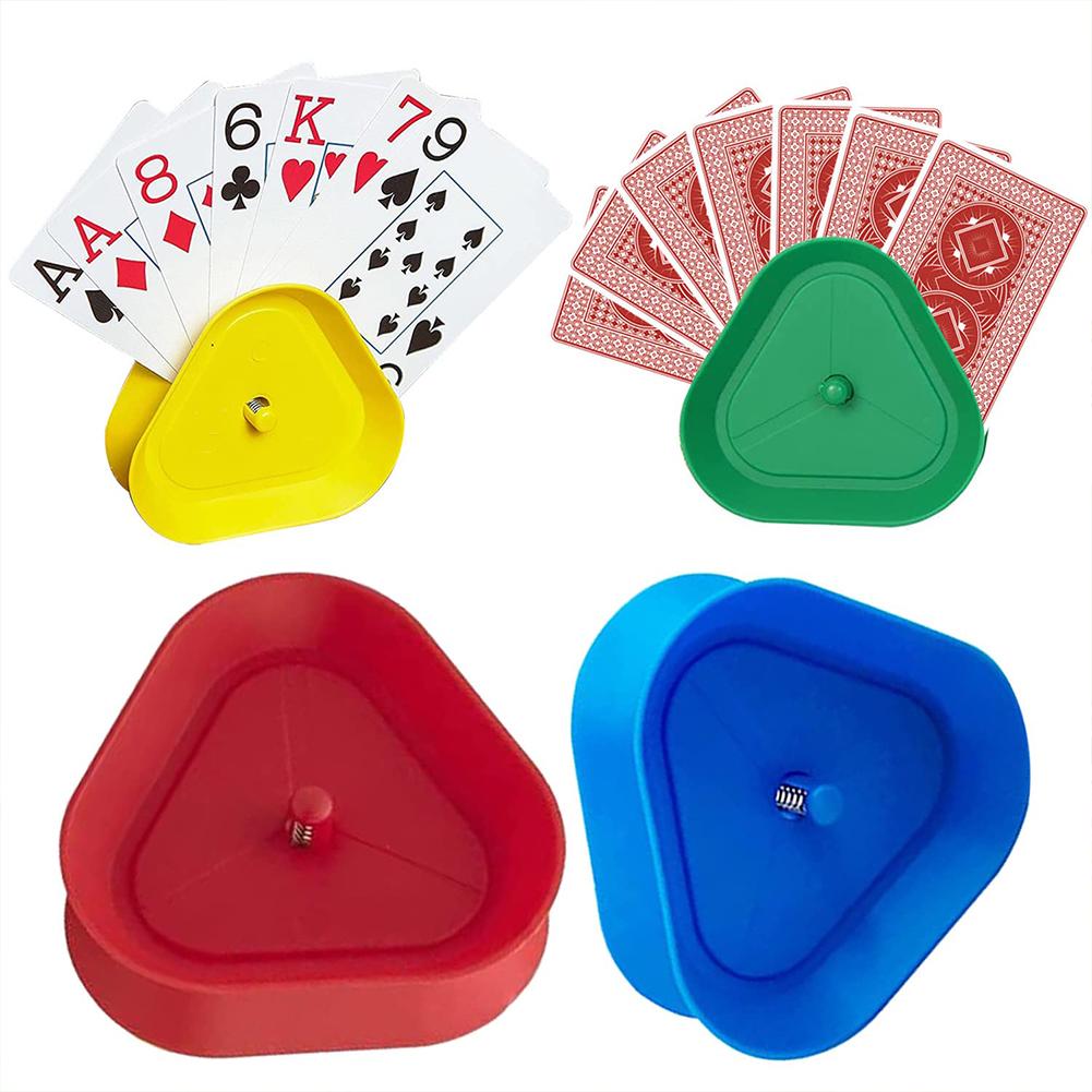 4pcs Game Poker Seat Hands-Free Playing Card Holder Board Triangle Shaped Poker Rack Holder Plastic for Seniors Children Adults