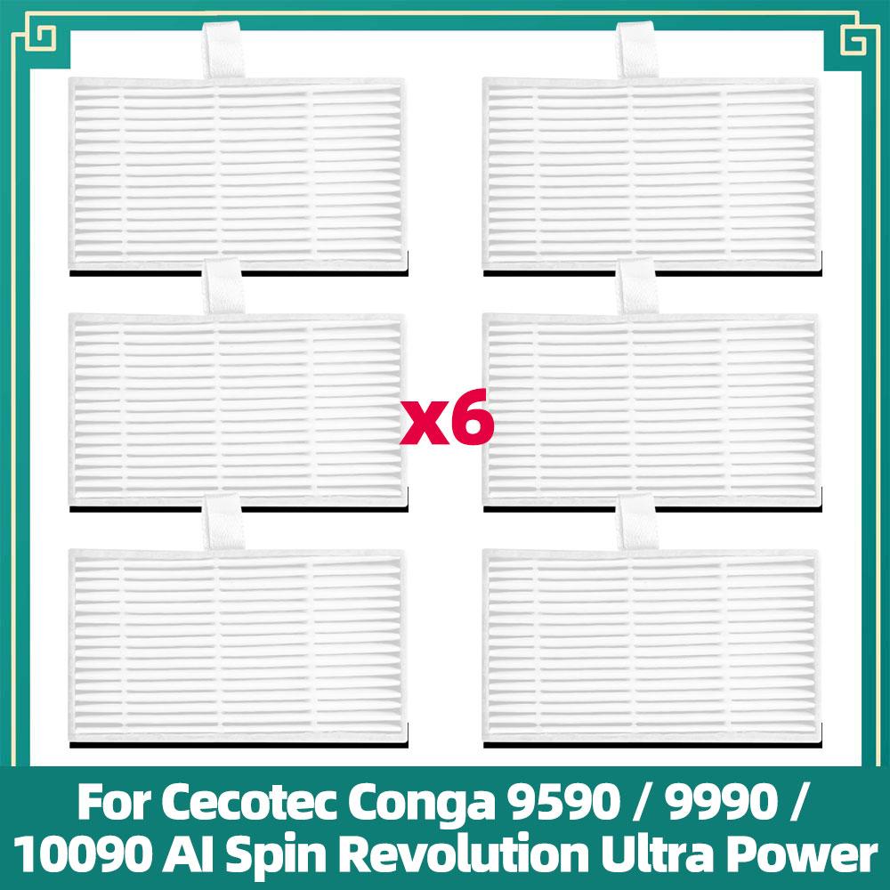 Passar för Cecotec Conga 9590 / 9990 / 10090 AI Spin Revolution Ultra Power Hemersättningskit Huvudsidoborste Filter Dammbehållare